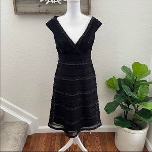 Tadashi black sequin detail cocktail party dress
